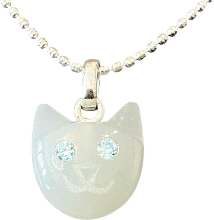 Immagine prodotto Steinkult Halskette mit Anhänger "Tiger" mit Tigerauge (925 Argento placcato, Pietra di luna bianca, Occhio di tigre, Pietra zirconia)