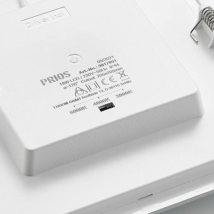 Actual product image Prios Helina LED recessed lamp, silver, 22 cm, 18 W (1380 lm)