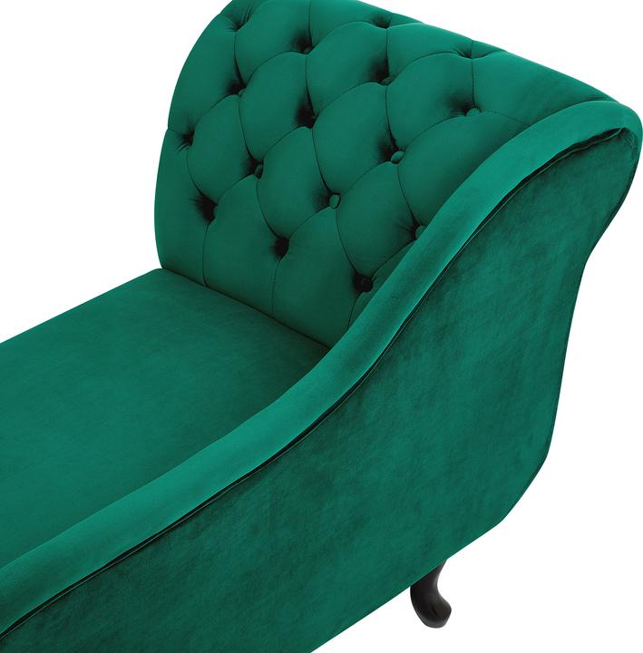 Produktbild Beliani Samt Chaiselongue linke Seite Dunkelgrün NIMES (Recamiere)