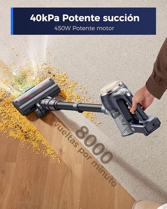 Image du produit Proscenic Aspirateur sans fil anti-peluche, 40 kPa, 50 min, batterie amovible pour sols durs et tapis
