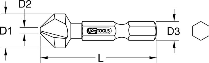 Actual product image KS Tools 1/4" HSS taper and deburring countersink bit (20.5 millimetres)