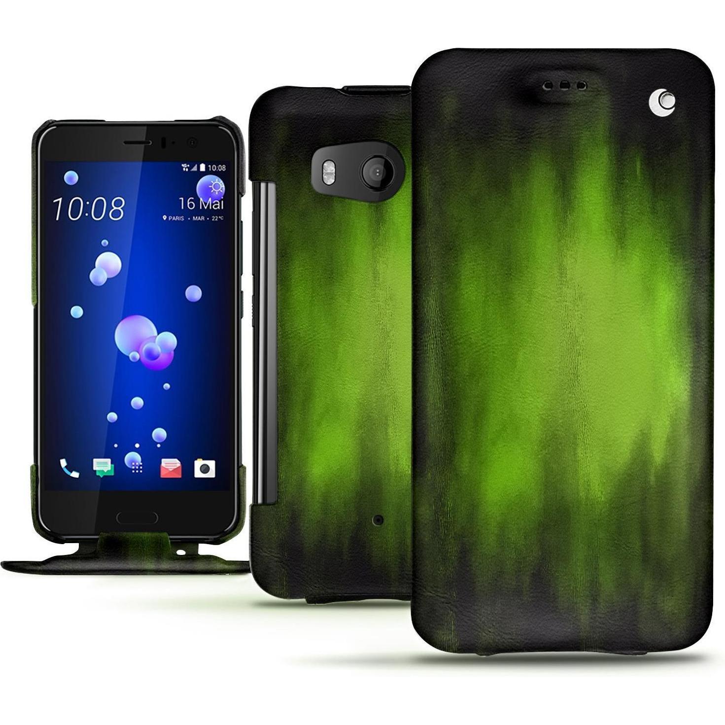 Noreve Lederschutzhülle vertikal (HTC U11), Smartphone Hülle, Grün