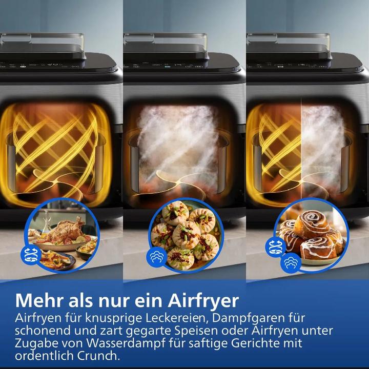 Actual product image Philips Steam Airfryer Dual Basket NA555/00