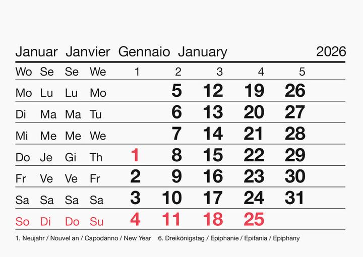 Produktbild Biella Abreisskalender Monat (Harter Einband)