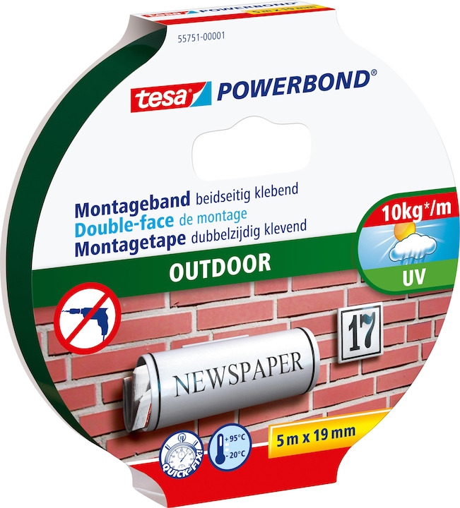 Actual product image tesa Powerbond OUTDOOR double-sided mounting tape (19 mm)