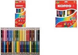 Kores Matite colorate ""DUO"", scatola di cartone da 24 + temperino GRATUITO con campo per il nome, in