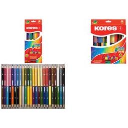 Kores, Malstifte, Buntstifte ""DUO"", 24er Karton-Etui + GRATIS Spitzer inkl. Namensfeld, aus Lindenholz mit bruchsich