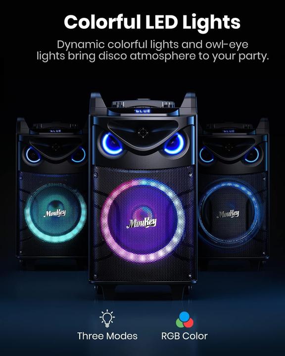 Actual product image MouKey Karaoke-Anlage MK3016 mit Woofer & Mikrofonen (Subwoofer active)