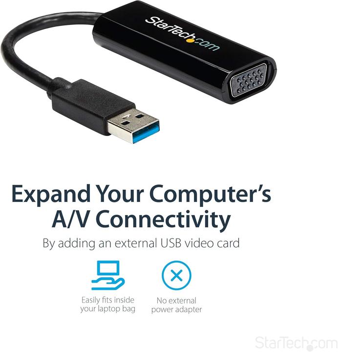 Actual product image StarTech Slim USB 3.0 VGA Video Adapter (USB-B, USB-A, 1 Ports)