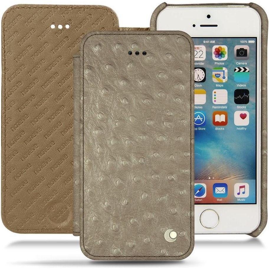 Noreve Lederschutzhülle horizontal (Apple iPhone SE), Smartphone Hülle, Beige