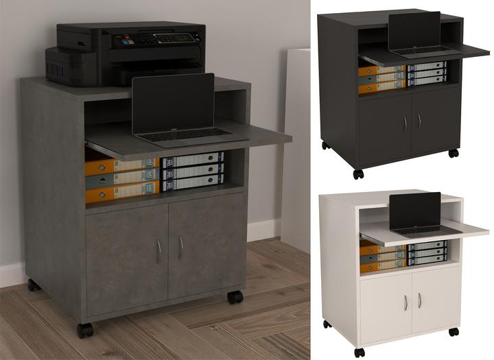 Image du produit VCM Caisson roulant Caisson d'appoint Caisson de bureau Roulettes Extension clavier Milasi (60 x 48 x 74 cm)