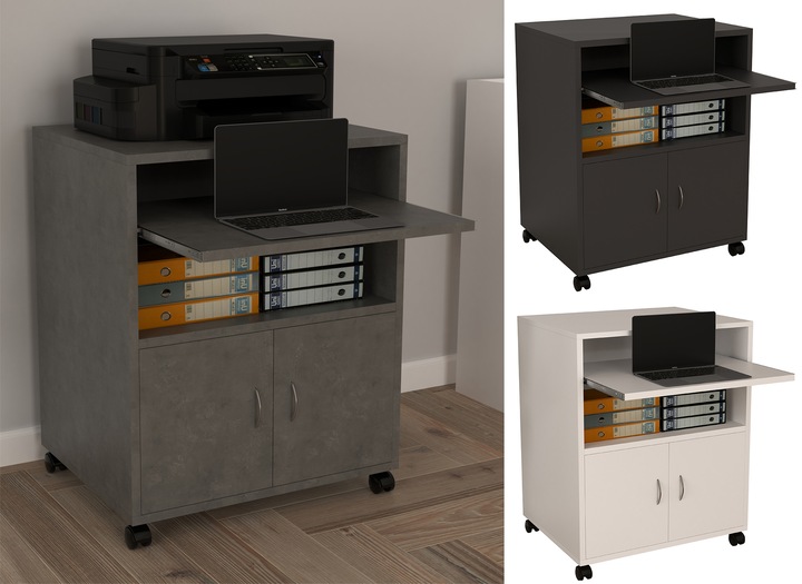 Produktbild VCM Rollcontainer Beistellcontainer Bürocontainer Rollen Tastaturauszug Milasi (60 x 48 x 74 cm)