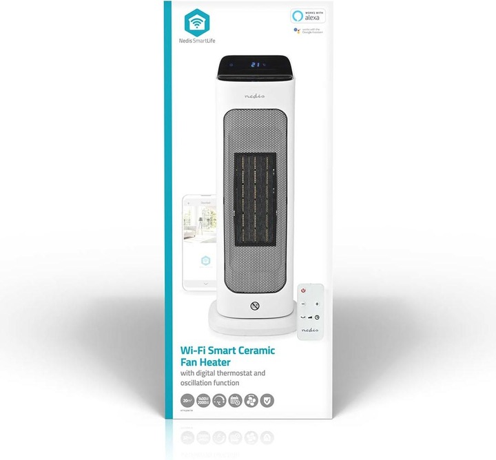 Immagine prodotto Nedis Termoventilatore SmartLife in ceramica PTC | Wi-Fi | 2000 W | 2 impostazioni di calore | (2000 W)
