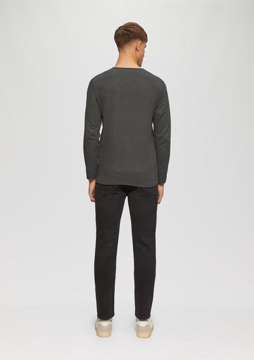 Produktbild s.Oliver T-Shirt Geripptes Langarmshirt mit Henley-Ausschnitt (S)
