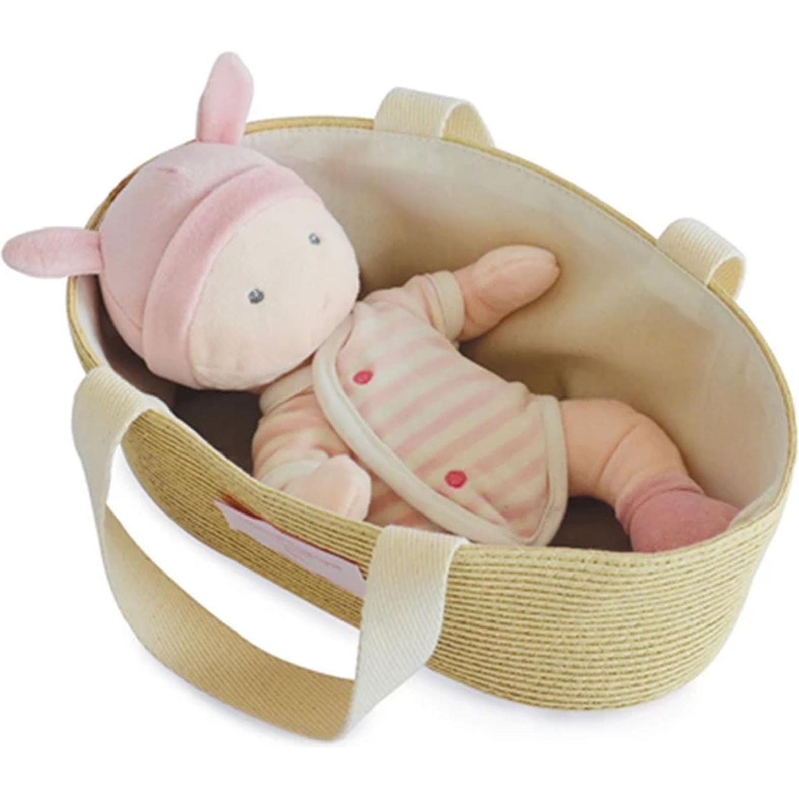 Doudou et Compagnie Baby & Carrycot bianco, rosa 28cm (MQ3) **