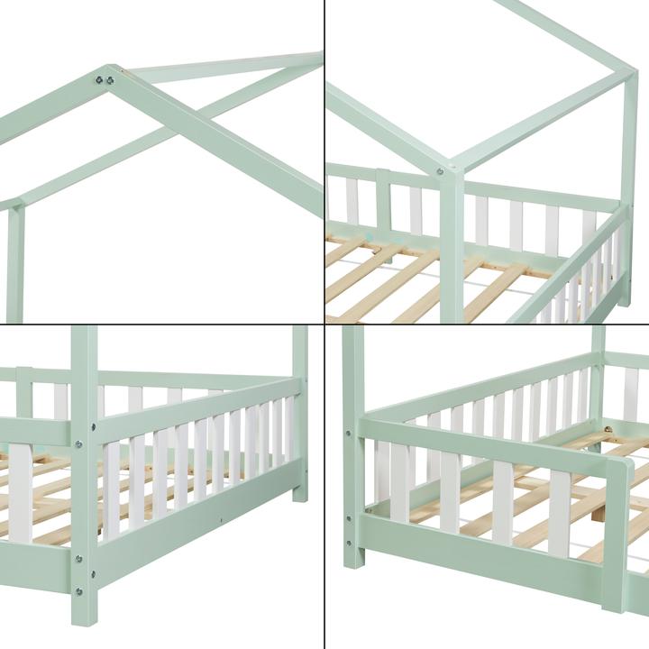 Image du produit En.Casa Lit d'enfant Treviolo 140x200 cm avec matelas mousse froide et grille vert menthe (140 x 200)