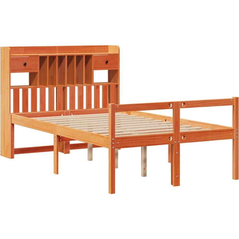 Thumbnail - VidaXL, Bett, Massivholzbett Holzbett Bett Doppelbett mit Regal ohne Matratze 135x190cm (135 x 190 cm)
