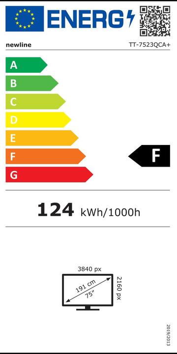 Label énergétique Newline Elara Pro 75" (3840 x 2160 pixels, 75")