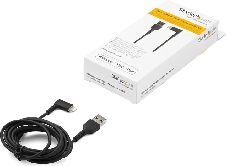 Actual product image StarTech .com RUSBLTMM2MBR 2.0m Angled Lightning to USB Cable (2 m, USB 2.0)
