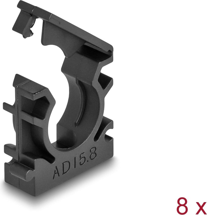 Produktbild Delock Kabelschlauchhalter 15.8 mm, 8 Stück, Schwarz (Kabelschlauch, 3 cm)