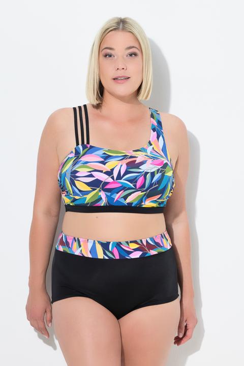 Actual product image Ulla Popken Split Strap Leaf Print Bikini Set (42)