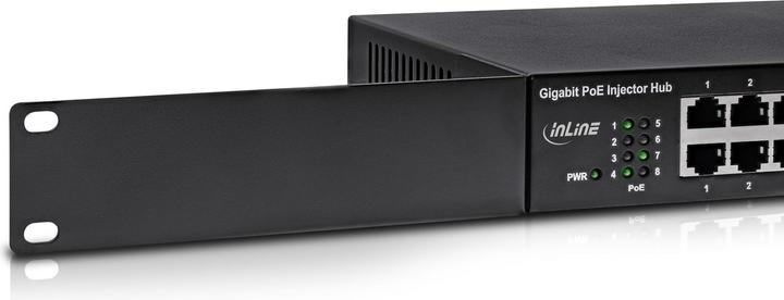 Produktbild InLine PoE+ Gigabit Injektor Hub 8 Port (8x PoE+) (802.3af (PoE), 802.3bt (PoE++), 802.3at (PoE+), 120 W)