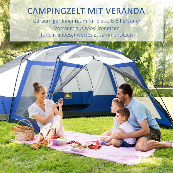 Swisshandel24 Camping Zelt fr 6-8 Personen mit Vorraum, Kuppelzelt,  3000mm, Blau, 518x487x237cm