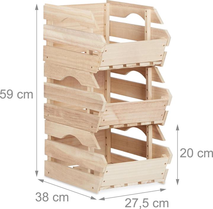 Actual product image Relaxdays Wooden stacking boxes (27.5 x 38 x 20 cm)