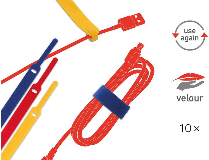 Actual product image Label-the-cable LTC BASIC 10 Power hook and loop binder rt, gb, bl (Velcro cable ties, 170 mm, 10 pcs.)