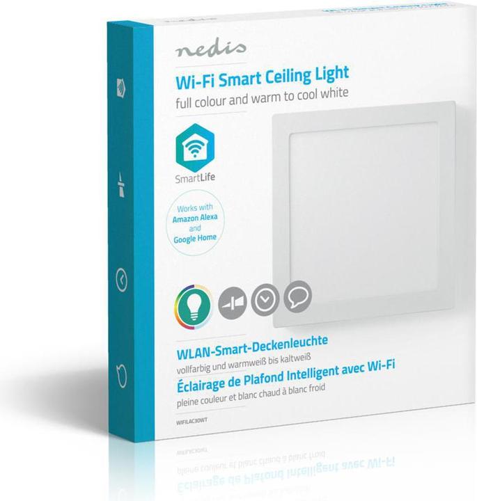 Produktbild Nedis Wi-Fi Smart Ceiling Light | Quadratisch | 30 x 30 cm | Warmweiss bis Kaltweiss | Vollfarbig (RGB (1400 lm)