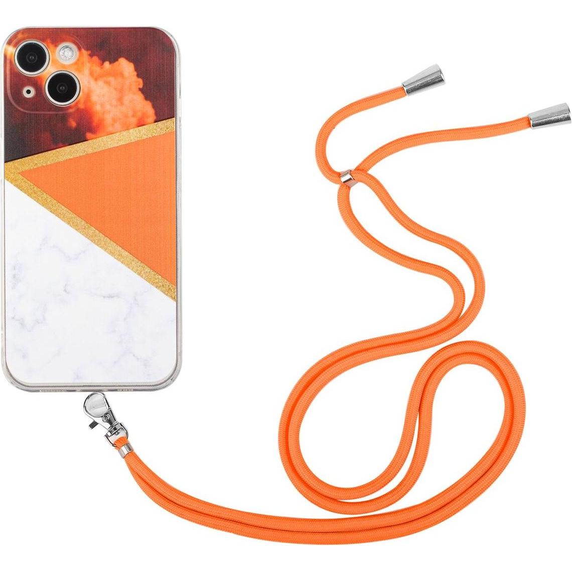 König Design Hülle Handy Schutz für Apple iPhone 13 Handykette Case Cover Bumper Etuis TPU, Handykette, Orange