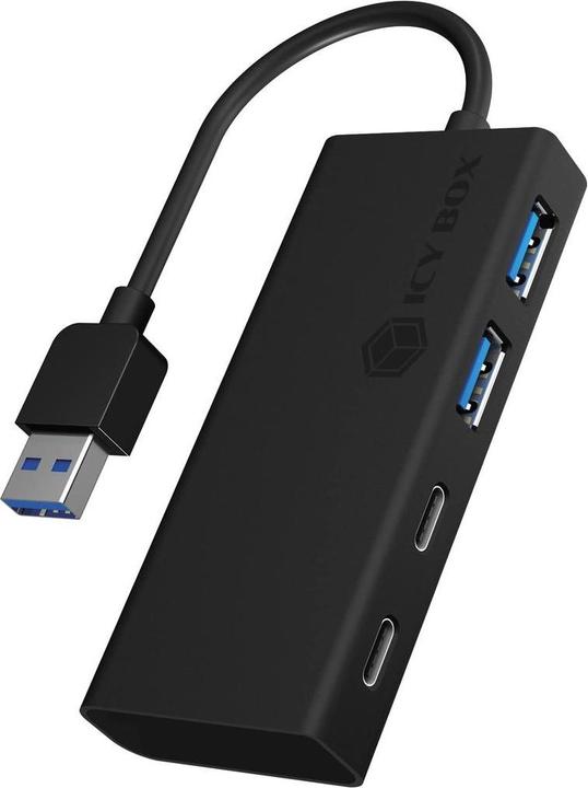 Actual product image Icy Box USB Hub high-quality aluminium housing ,IB-HUB1457-C31 (USB-A, 4 ports)