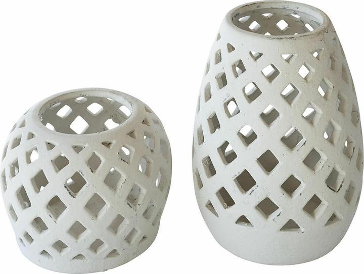 Loberon Windlicht 2er Set Serignac weiss (2x)