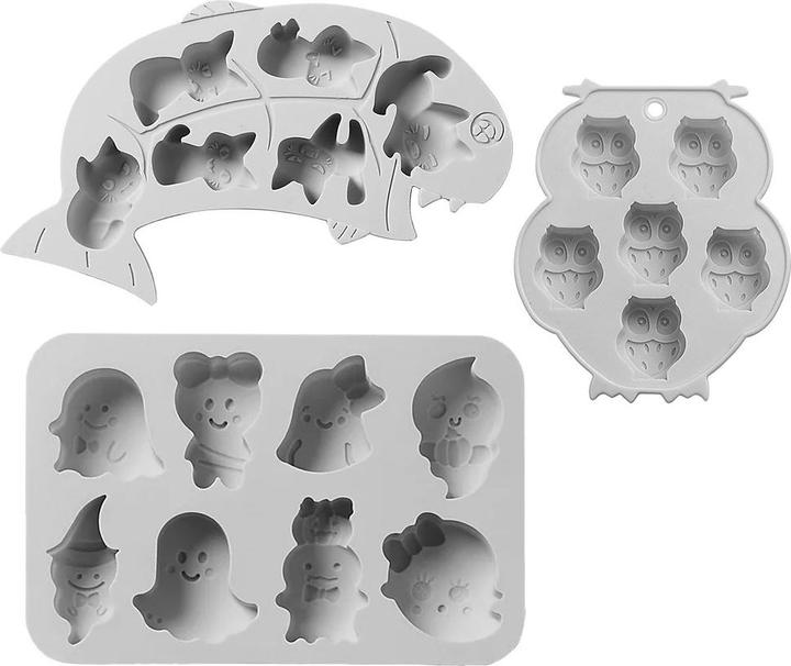 Metamorph Halloween Silikonformen Set Geister, Katzen, Eulen zum Backen 3er Set (3 Stück)