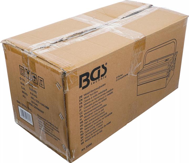 Produktbild BGS Metall-Werkzeugkasten | leer | 420 x 200 x 200 mm | 5 Fächer