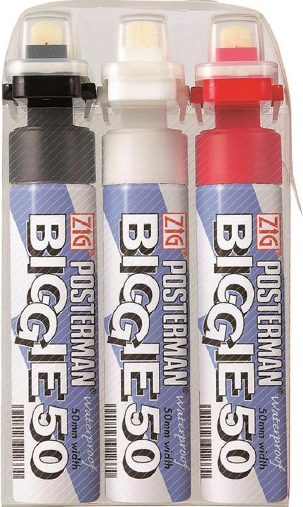 Actual product image Zig Marker Posterman Biggie (White, Black, Red, 50 mm, 3 x)