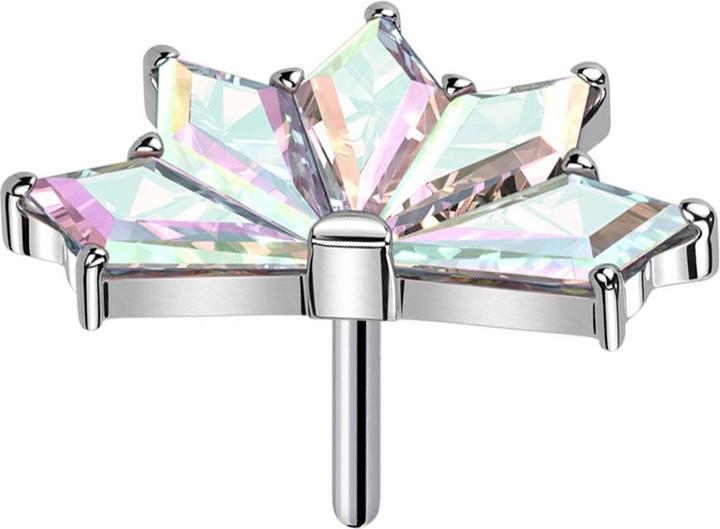 Actual product image Star Piercing Threadless fan silver five diamond crystals multicolour (without brass, Titanium)