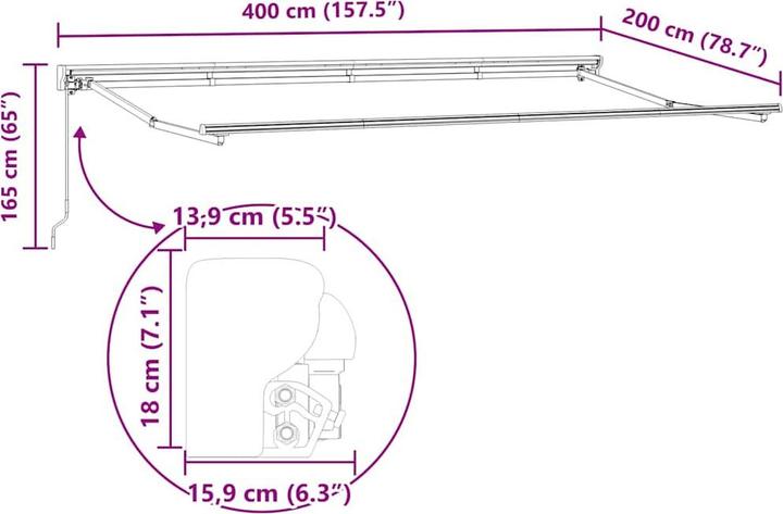 Produktbild vidaXL Einziehbare Markise (2 m)