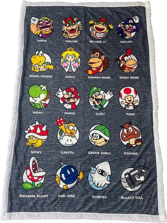 Homadict PLAID SHERPA 100X150 CM SUPER MARIO CHARACTERS (100 x 150 cm)