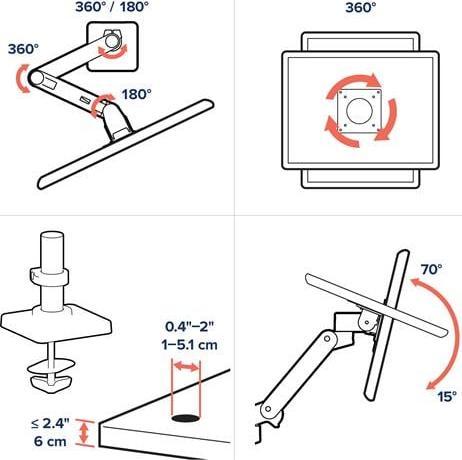 Produktbild Ergotron LX PRO ARM SINGLE DISPLAY DESK GROMMET MOUNT Darkgrey (Tisch, 34", 10 kg)