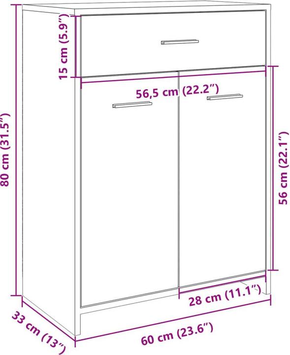 Produktbild vidaXL Badezimmerschrank (60 x 33 x 80 cm)