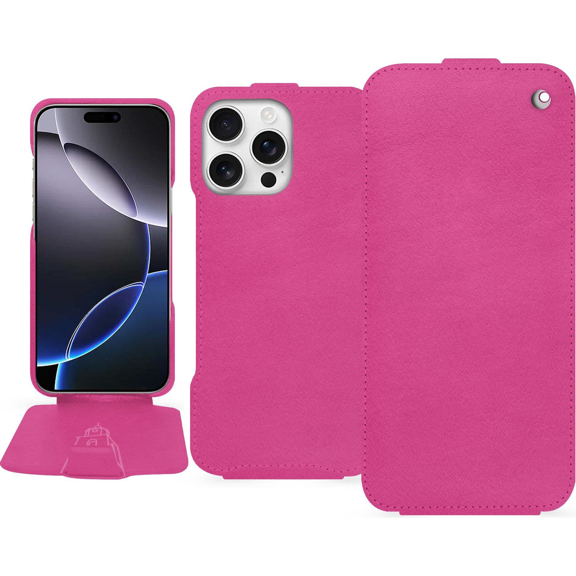 Noreve Lederschutzhülle vertikal (Apple iPhone 16 Pro Max), Smartphone Hülle, Rosa
