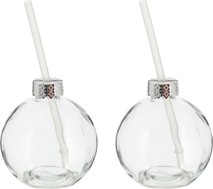 Produktbild Novaliv 2X Tassen Glühwein 400 ml Personalisierte Weihnachtstasse mit Trinkhalm - Weihnachtskugel al (400 ml, 2x)