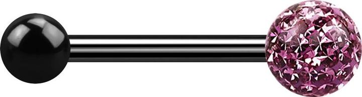 Actual product image Star Piercing Barbell schwarz mit Kugel und Kristallkugel hellviolett Epoxy Schutzschicht (without brass, Titanium)