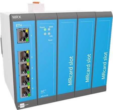 Produktbild Insys icom MRX5 LAN, modularer LAN-LAN-Router, VPN 5xEthernet 10/100BT 2xdig.Ein MRcard-Slots:3xfrei
