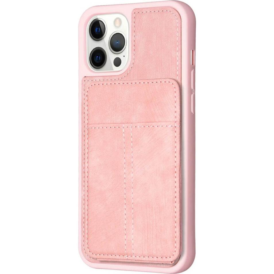 Cover-Discount iPhone 15 Pro Max - Kickstand Case mit Kartenfächer rosa (Apple iPhone 15 Pro Max), Smartphone Hülle, Ros...
