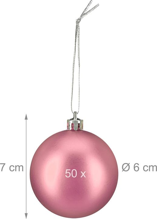 Actual product image Relaxdays - Weihnachtskugeln 50er Set, Rosa/ Silber (50 -part)