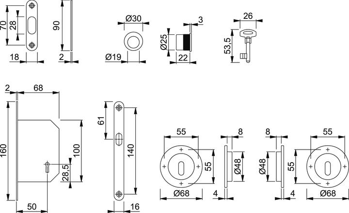 Produktbild Hoppe Schiebetürset M471-Set 3 (Schiebetürgriff)