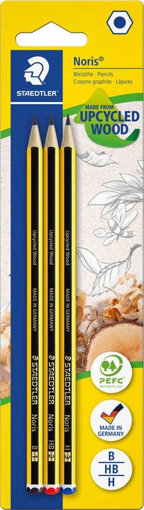 Actual product image Staedtler Noris school pencils 3 assorted six colours. (2H, B, H, HB, 3x)
