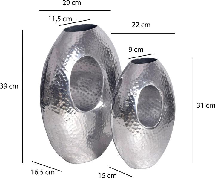 Produktbild FineBuy Tischvase 2er Set FB64115 Aluminium Silber (2x)